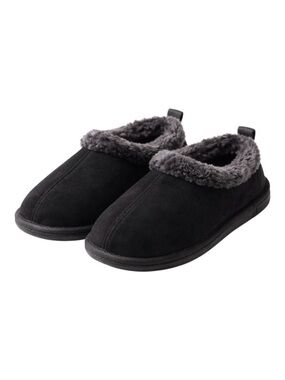 Black Faux Suede Slippers Women’s S 6 - 7 Faux Fur Lined Indoor Outdoor Shoes